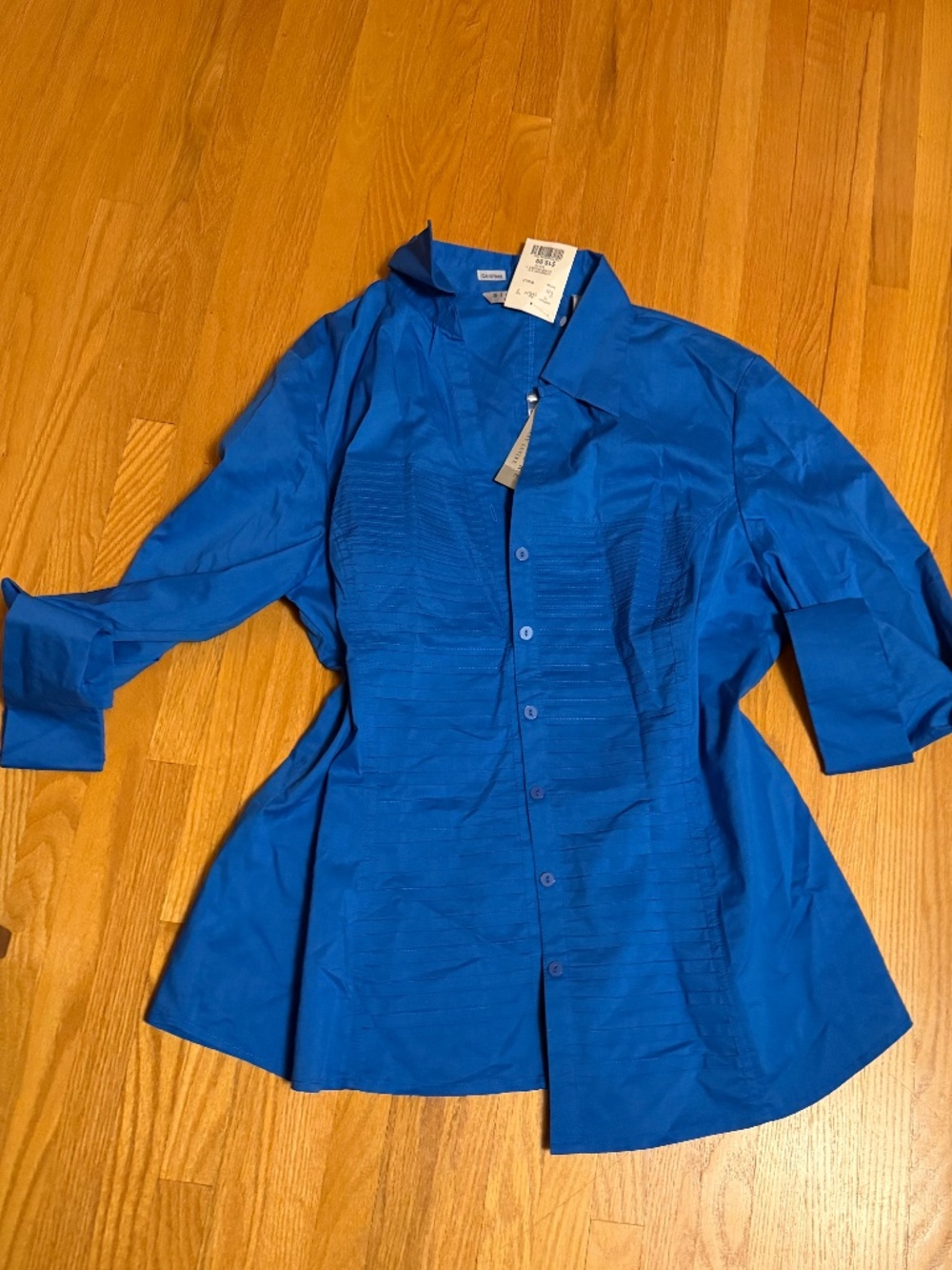 Royal Blue Button Down Top by Larry Levine - xL (fits like a large)